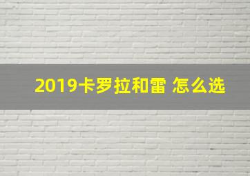 2019卡罗拉和雷 怎么选